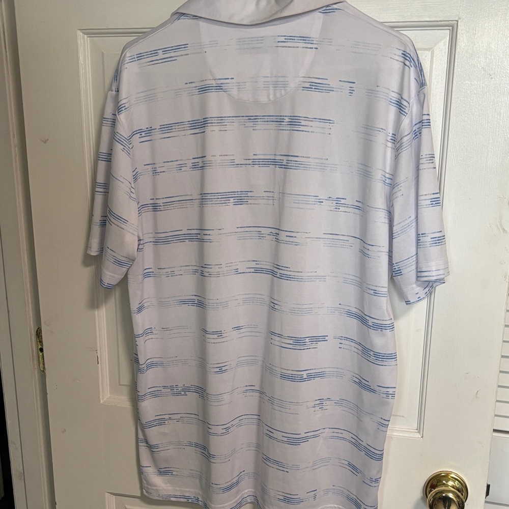 Callaway White Polo with Light Blue Striped Pattern - Picture 6 of 7